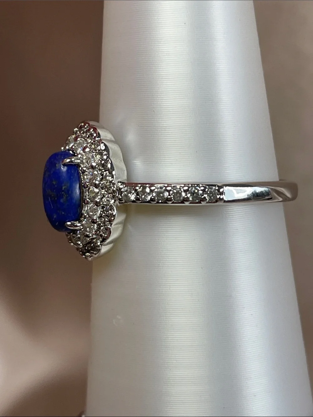 Bomb Party Genuine Lapis on Rhodium Size 10